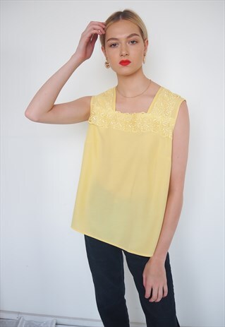 VINTAGE YELLOW SQUARE NECK BLOUSE