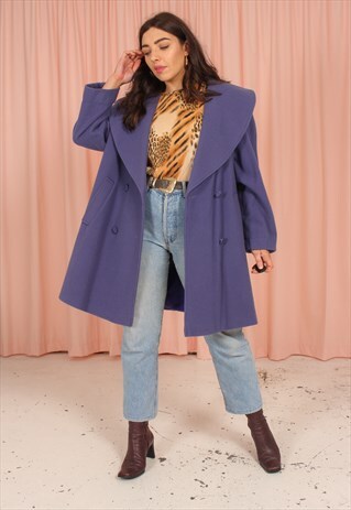 VINTAGE 80S WOOL COAT IN PURPLE