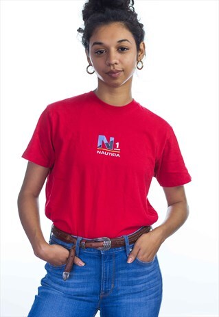 VINTAGE NAUTICA LOGO T-SHIRT 90S S 5.3