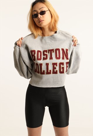VINTAGE CHAMPS SPORTS EMBROIDERED CROPPED COLLEGE SWEATSHIRT