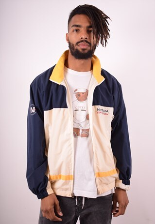 NAUTICA MENS VINTAGE JACKET LARGE WHITE 90S