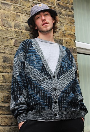 VINTAGE / 80'S / BLUE PATTERNED JUMPER