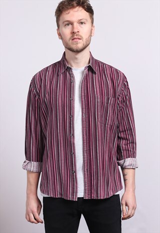 VINTAGE CORDUROY CORD STRIPED SHIRT