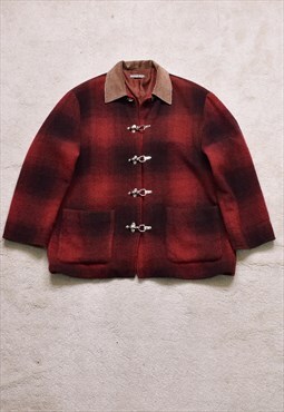 Vintage 90s Naf Naf Wool Check Fireman Style Jacket 