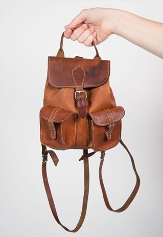 VINTAGE BROWN LEATHER RUCKSACK BACKPACK