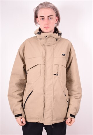 ASICS MENS VINTAGE WINDBREAKER JACKET XL BEIGE 90S