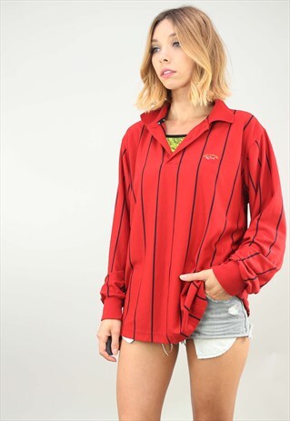 VINTAGE PAUL & SHARK RED STRIPE SWEATSHIRT T-SHIRT