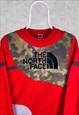 VINTAGE REWORKED THE NORTH FACE SWEATSHIRT CAMO RED SMALL