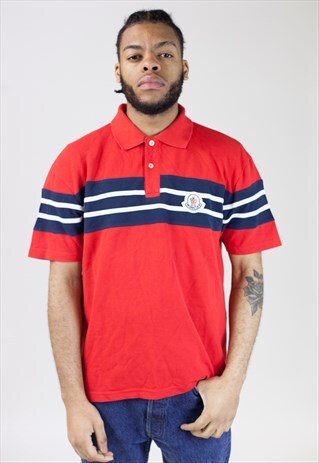 VINTAGE 90S MONCLER RED POLO SHIRT