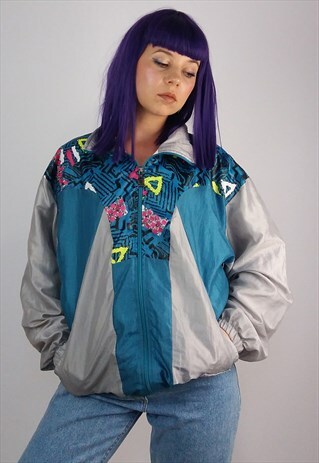 VINTAGE 80'S RETRO PRINT TRACK JACKET