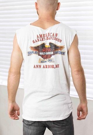 VINTAGE HARLEY-DAVIDSON SLEEVELESS T-SHIRT LOGO 90S X 5.7