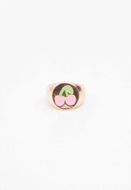 New Chunky Signet Ring With Pink Cherries