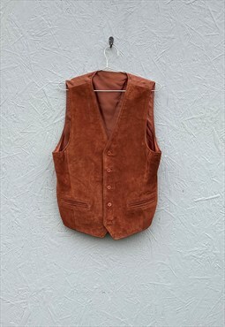 Vintage Brown Leather Waistcoat 