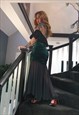 STRETCH VELOUR AND BLACK CHIFFON MAXI SKIRT