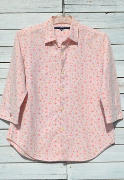 Vintage Ralph Lauren pink/mult color floral canvas shirt