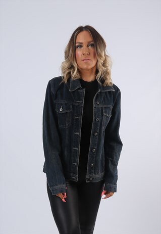 DENIM JACKET OVERSIZED FITTED VINTAGE UK 12 (EA4I)