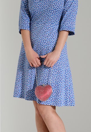 VINTAGE 50S STYLE RETRO KITSCH DIAMOND RED HEART CLUTCH BAG