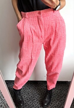 80s Pink Corduroy Boyfriend Mom Street Casual Trousers Pants