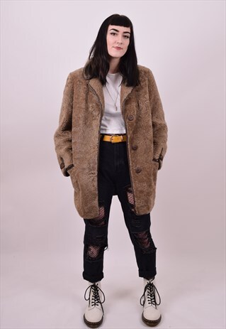 VINTAGE 70'S TEDDY BEAR SHEEPSKIN COAT SIZE 10 12 14