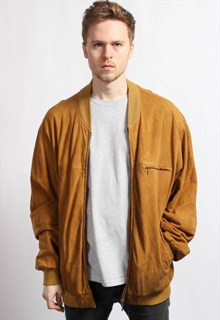 VINTAGE OVERSIZED SUEDE BOMBER JACKET