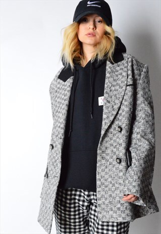 VINTAGE 80S GREY CHECK BLAZER