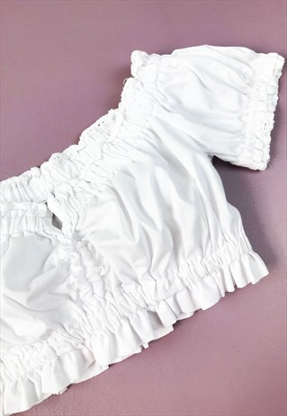 VINTAGE PUFF SLEEVE CROP TOP
