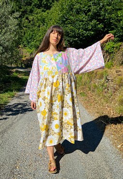 Sienna Dress - Summer Floral Maxi Patchwork - L/XL