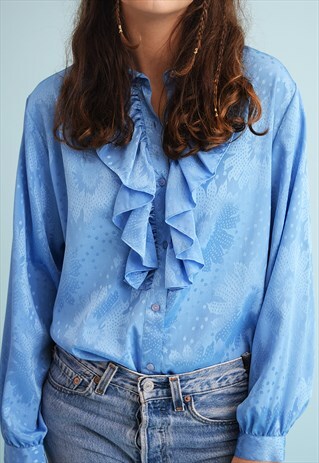 80'S RETRO SHIMMER DRAPED MOMS BLOUSE TOP