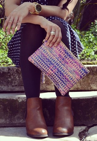 AZTEC PURPLE FESTIVAL BAG / POUCH ACCESSORY VEGAN CLUTCH BAG
