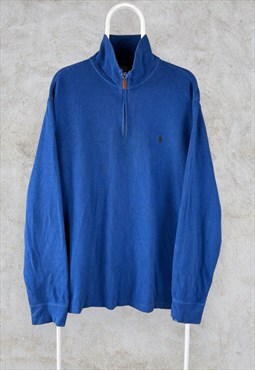 Polo Ralph Lauren Blue 1/4 Zip Sweatshirt Men's Large