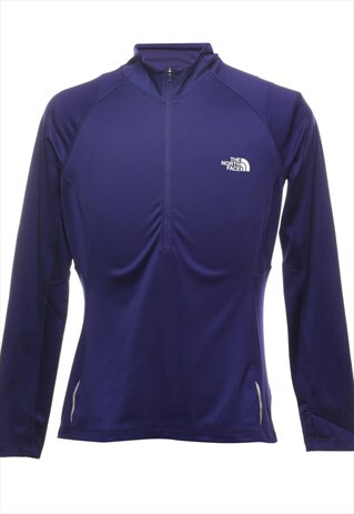 Vintage The North Face Plain Navy Zip-Front - L