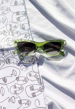 Transparent Green Semi Cat Eye Sunglasses