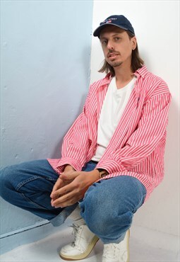 Vintage 90s Ralph Lauren Striped Shirt in Pink with logo