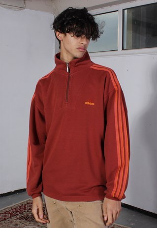 VINTAGE ADIDAS BURNT ORANGE 1/4 ZIP SWEATSHIRT