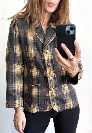 Plaid Smart Retro Blazer Jacket