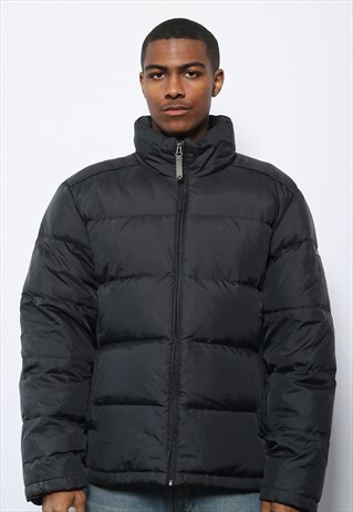 VINTAGE CHAMPION LOGO JACKET PUFFER BLACK