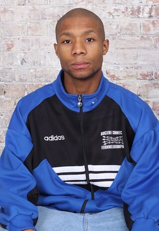 VINTAGE ADIDAS LOGO TRACK JACKET BLUE BLACK