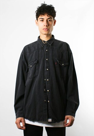 LEVI'S DENIM SHIRT, BLACK DENIM SHIRT, XL