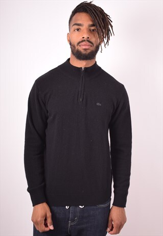 LACOSTE MENS VINTAGE JUMPER SWEATER SMALL BLACK 90S