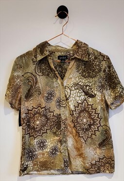 Vintage 90s Paisley Print Dark Academia Blouse Size 8-10