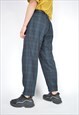 VINTAGE DARK GREEN CHECKERED CLASSIC STRAIGHT WOOL TROUSERS