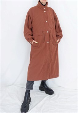 80s brick colour trench coat
