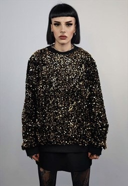 Golden sequin sweatshirt glitter top sparkle jumper party
