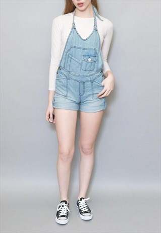 VINTAGE 1990'S CUTE BLUE SHORT DENIM DUNGAREES