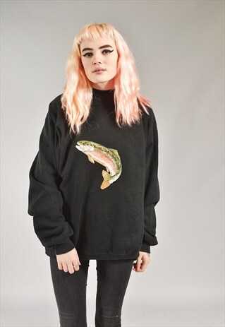 VINTAGE BLACK FISH SWEATER