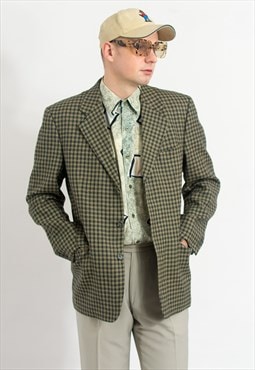 Vintage plaid wool blazer tailored jacket men size M/L