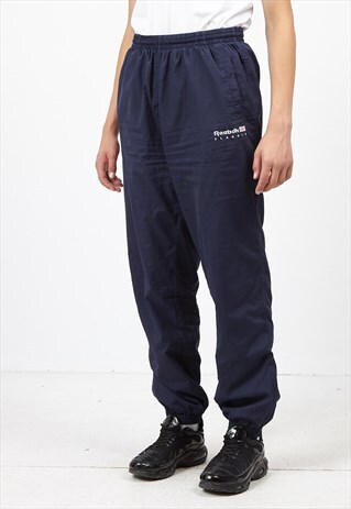 VINTAGE RETRO NAVY REEBOK TRACK BOTTOMS JOGGERS