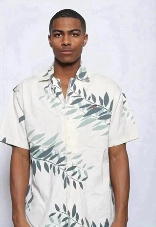 VINTAGE TOMMY JEANS LOGO HAWAIIAN SHIRT BEIGE