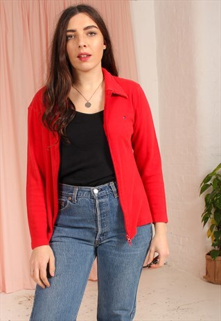 VINTAGE 80S TOMMY HILFIGER TRACK JACKET IN RED