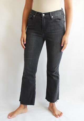 GOOD AMERICA GREY WASHED HIGH WAIST JEANS